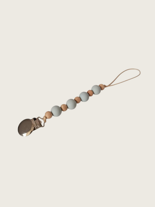 Certified wood blue baby dummy clip with silver clip - safe baby accessories | Pip & Jam