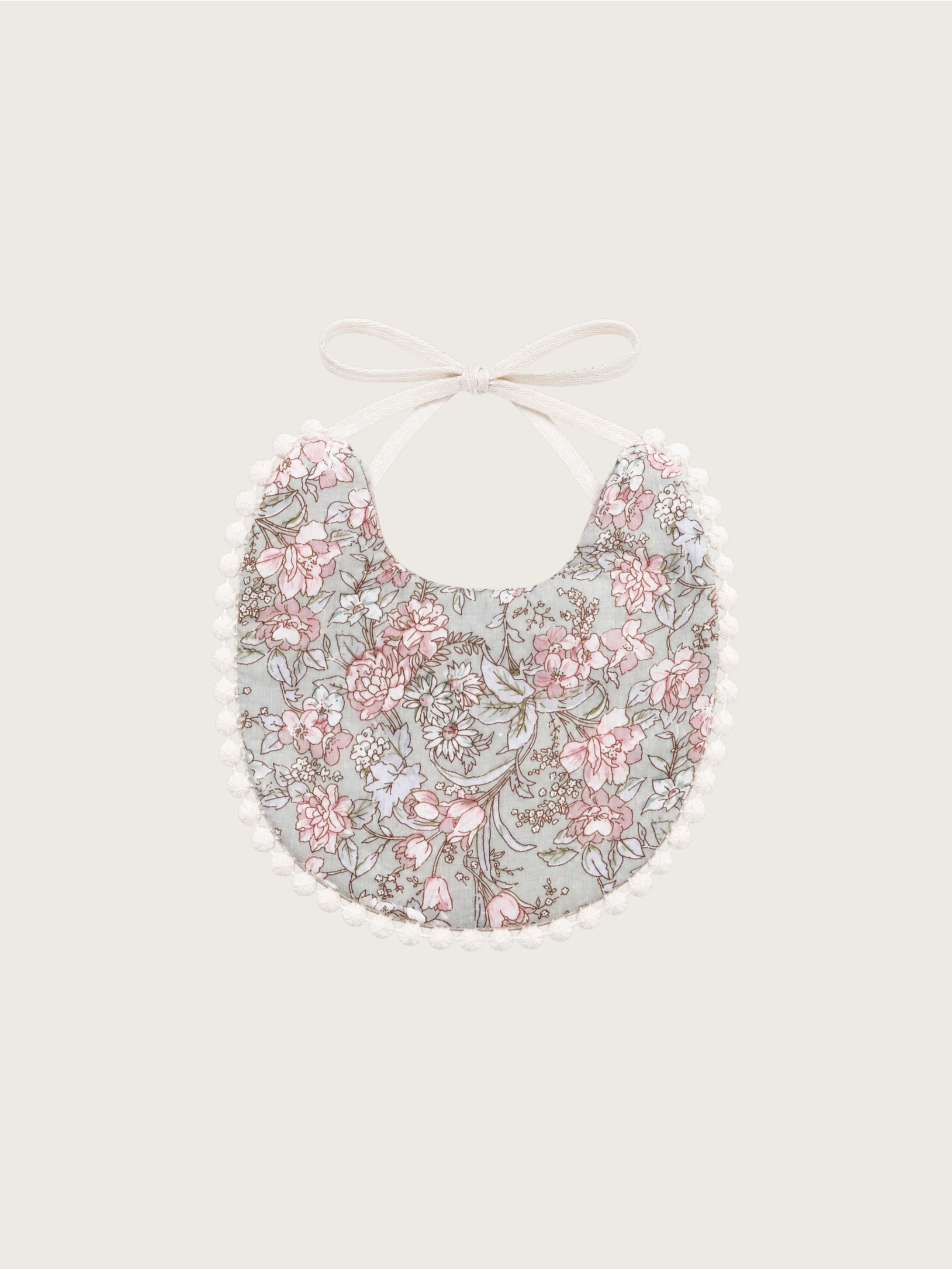 Pink and Grey Floral Cotton Bib