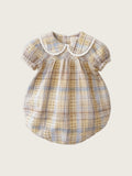 Playdate Yellow Tartan Print Dress Romper