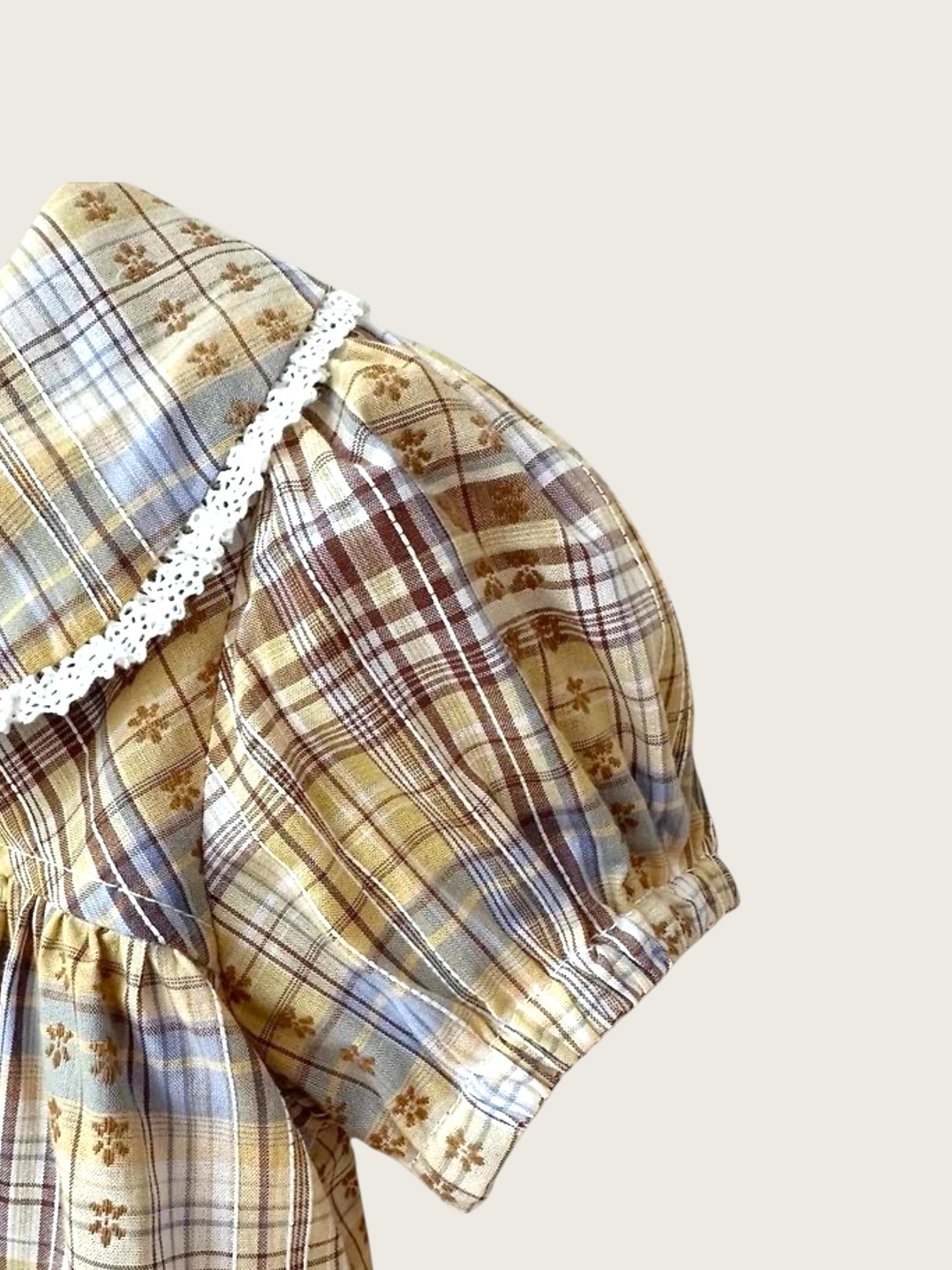 Playdate Yellow Tartan Print Dress Romper