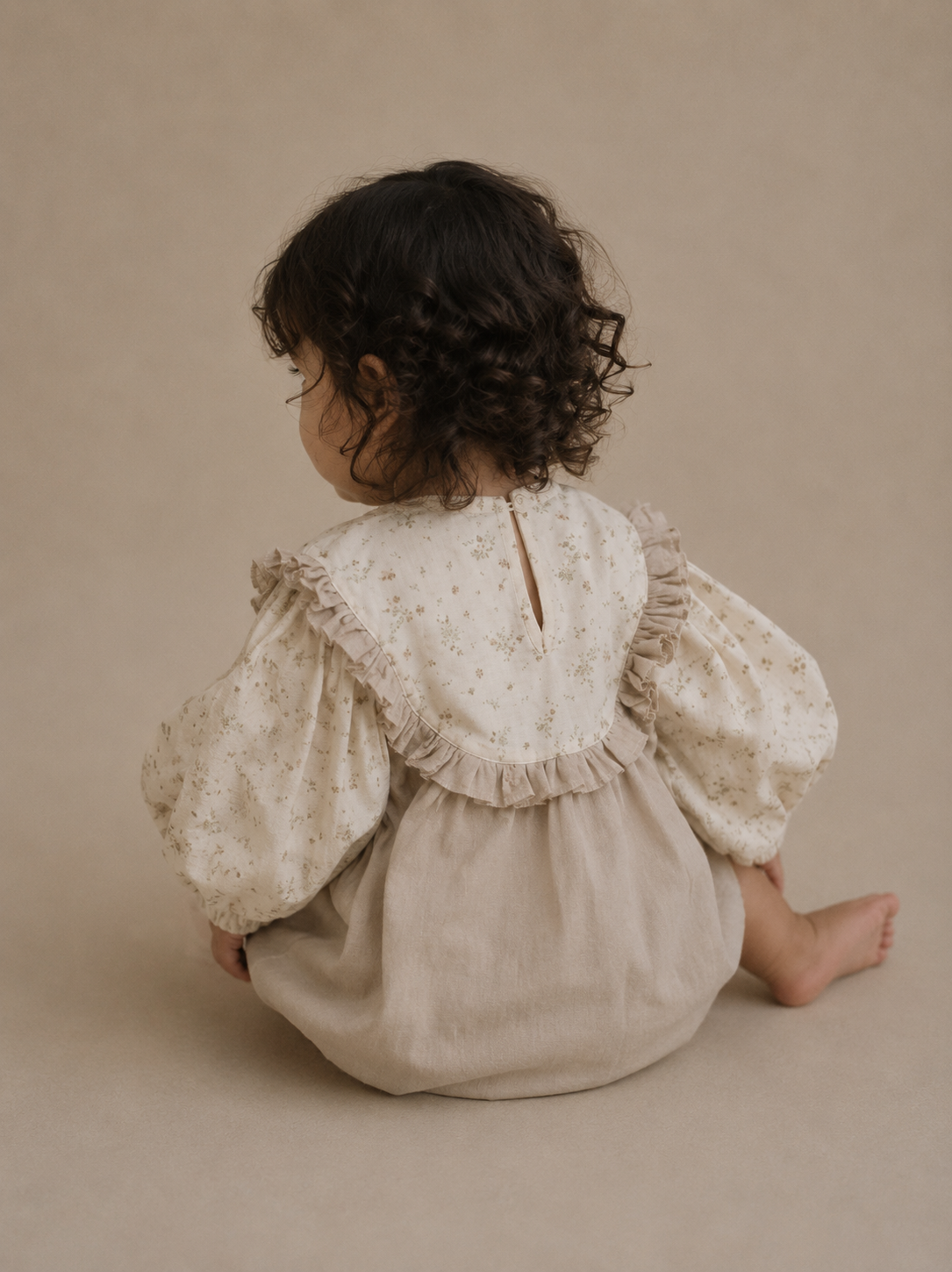 Sailor Beige Soft Floral Romper