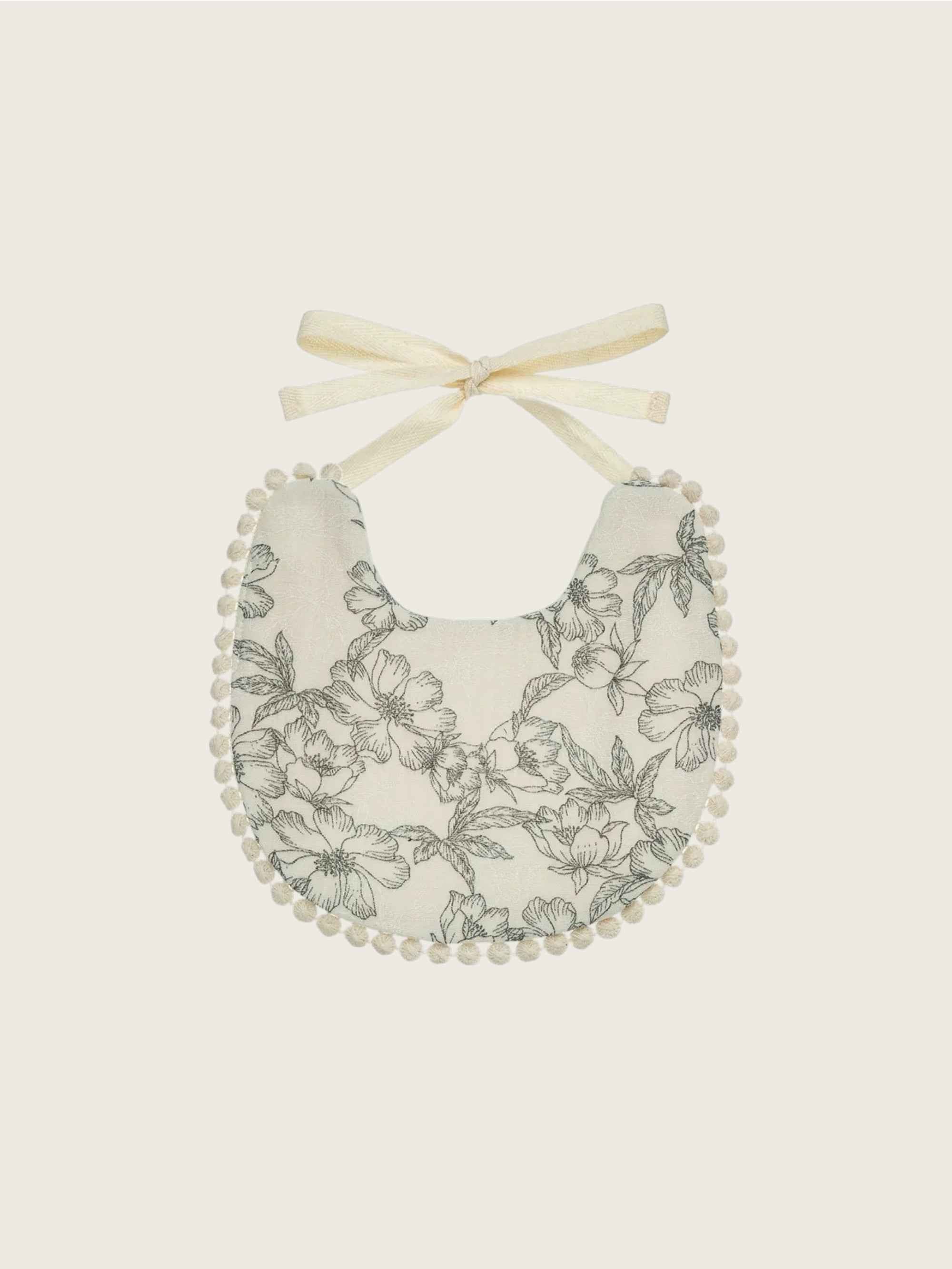 Sketch Floral Print Cotton Bib