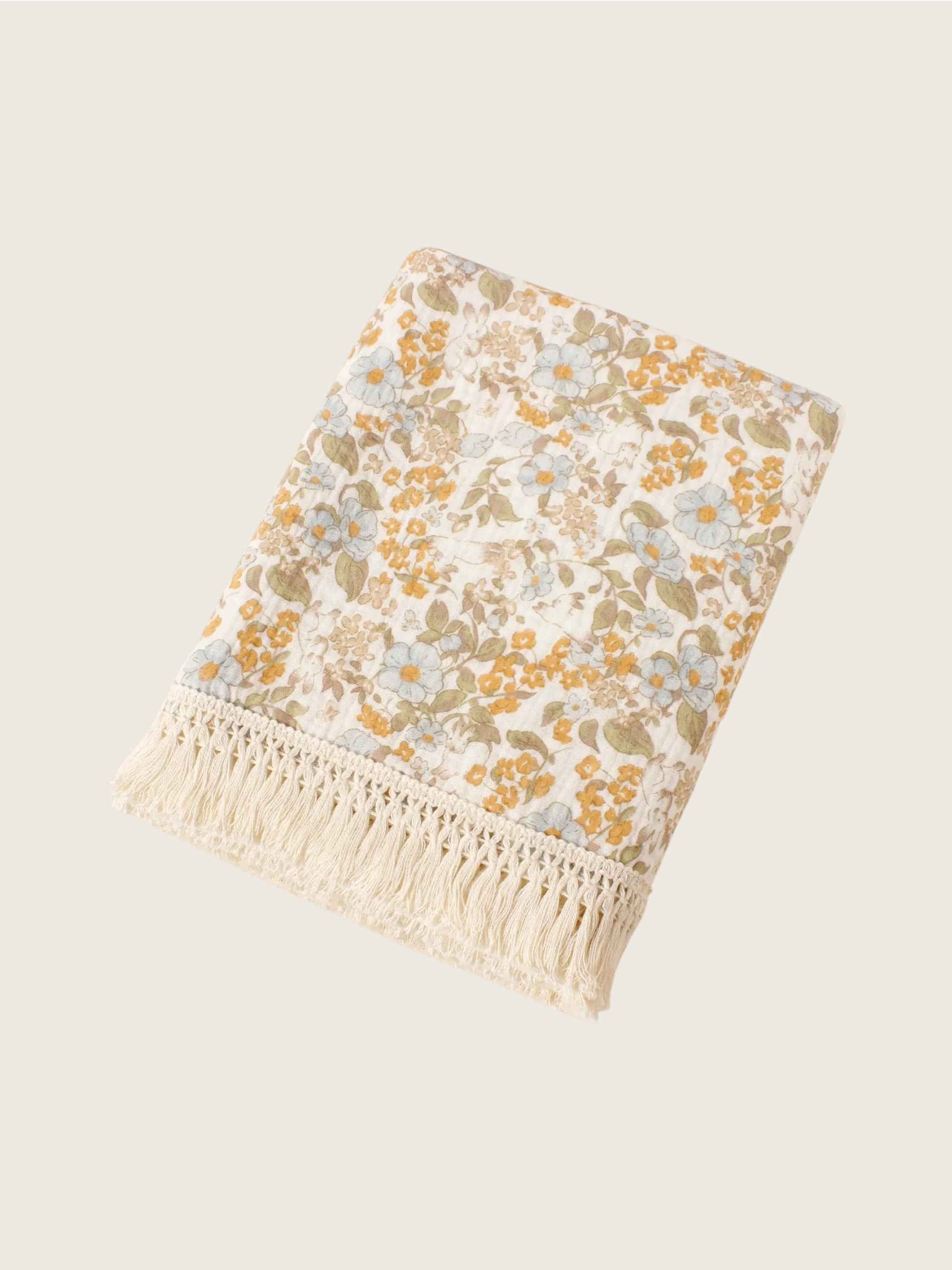 Yellow Floral Cotton Blanket